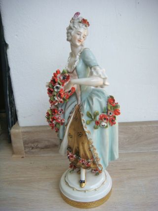 Rrr Rare Antique Germany Volkstedt Porcelain Woman Figurine