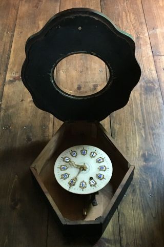 RARE Large Antique French Morez Mother Of Pearl Wall Clock 3