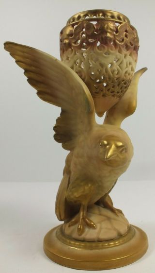 Antique Royal Worcester England Porcelain Eagle Bird Figural Potpourri Vase Urn
