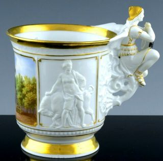 Museum Quality 19thc Kpm Berlin Topographical Figural Porcelain Large Tea Cup