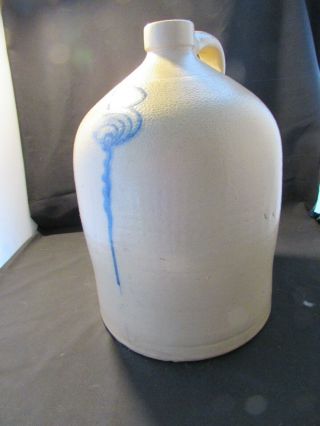 Antique Salt Glaze Stoneware Beehive Pottery Jug Applied Handle 15 " Tall M Mark
