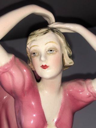 Antique Art Deco Porcelain Lady Woman Dancer Flapper Figurine Czechoslovakia