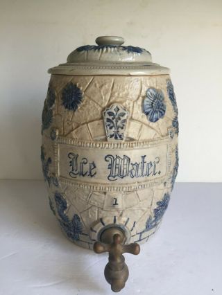 Antique Whites Utica Ny Stoneware Ice Water Cooler Crock With Spigot One Gallon