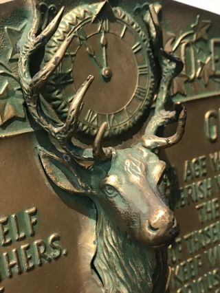 Vintage Bronze Bas Relief Plaque Elks 1912 Joseph Reinbold Co.