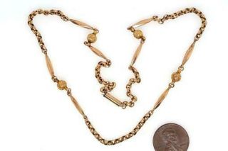 Pretty Antique English 9k Rose Gold Fancy Link Chain Necklace C1900
