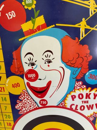 1940’s Poky The Clown Tin Game Sign 2