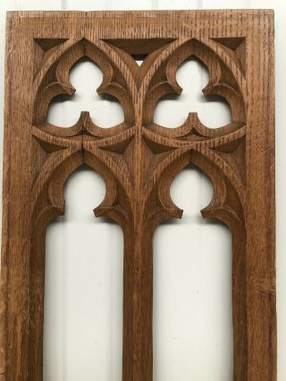 Stunning Carved Pierced Gothic Panel In Oak