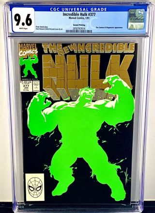 The Incredible Hulk 377 2nd Print Cgc 9.  6 Professor Hulk Rare Mcu Must Own