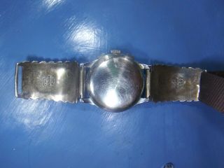 Vintage Mens Denoma Chronograph Wristwatch,  Chrome Case,  Silver Band Cuffs.