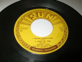 Johnny Cash Folsom Prison Blues/ I Walk The Line Ep 45 7 " Vg,  Us Sun Vinyl