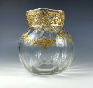 Antique French Baccarat Or St.  Louis Rose Bowl,  Vase,  Opulent Raised Gold Enamel