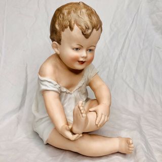 Antique Gebruder Heubach Piano Baby Boy Doll Bisque Large 7.  5” Tall