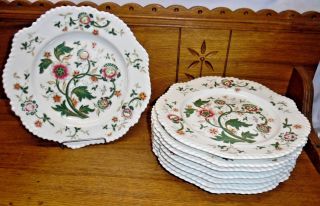 8 Early / Antique Hand Painted Porcelain Plates - Chamberlains Worcester London