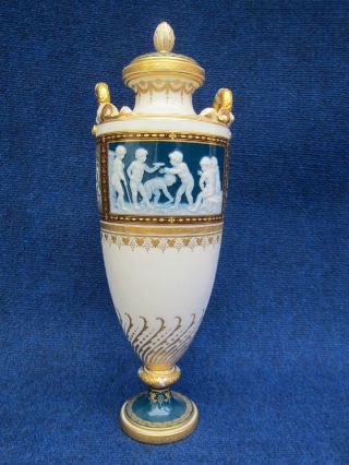 Minton Pate Sur Pate Polychrome Panel Cherubs Vase 19th Century,  Alboin Birks,