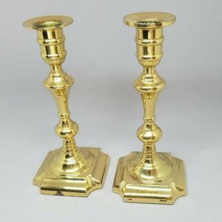 2 Vintage Solid Brass Candlestick Candle Holders 7 3/8 " Tall