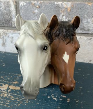Inarco Japan Double Horse Head Vase Planter Rare