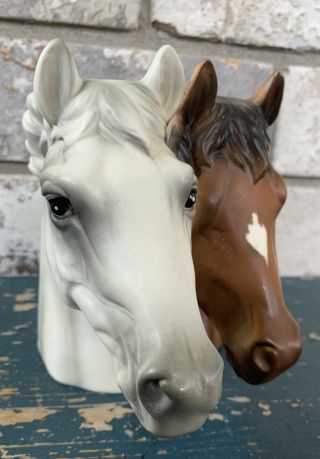 INARCO JAPAN DOUBLE HORSE HEAD VASE PLANTER RARE 2