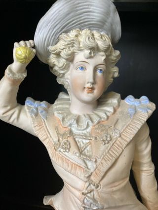 GERMAN BISQUE VICTORIAN COUPLE PAIR Lady Man Figurines Statue 16 1/4” 2