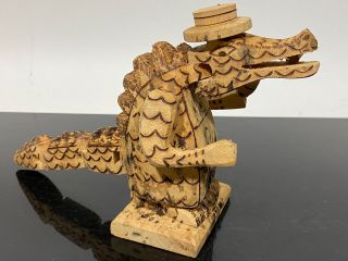 Vtg Carved Wood Erotic Novelty Rude Crocodile Alligator Prank Figurine