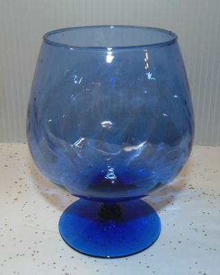 Mid Century Modern Mini Blue Hand Blown Glass Brandy Snifter Rose Bowl Vase