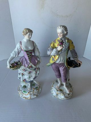 Rare Antique Meissen Porcelain Group Of Gardeners