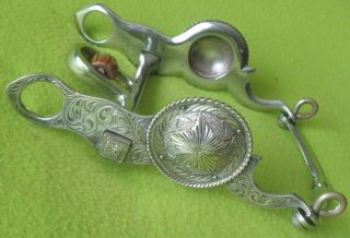 Stunning Vintage Hand Engrave Sterling Silver Show Bit With Huge 2 - 3/8 Concho Nr
