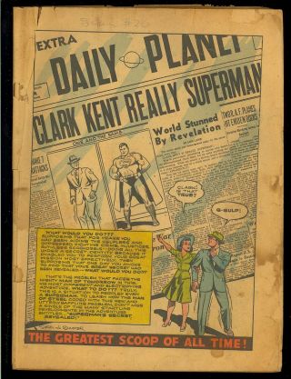 Superman 20 Coverless & Missing One Page Golden Age Dc Comic 1943