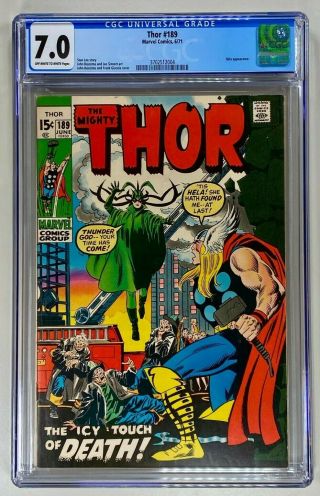 The Mighty Thor 189 Cgc 7.  0 Oww F/vf 1971 Gorgeous Buscema Hela Cover