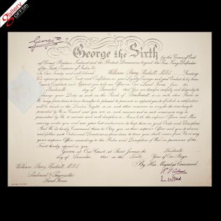 King George Vi Signed Document Autograph Appointment Crown Downton Abbey Royalty