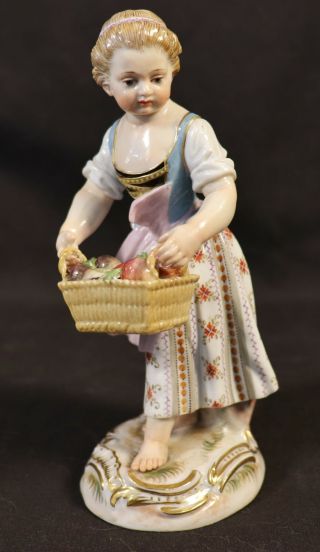 19th C.  Meissen Porcelain Vegetable Girl Figurine Very Fine