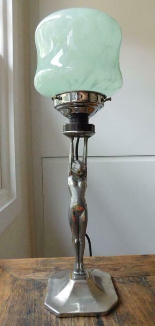 Australian Art Deco Chrome Diana Table Lamp 1930s Shade