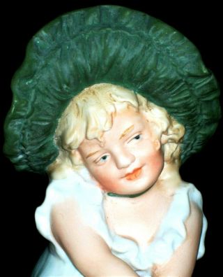Antique German Victorian Heubach Sunbonnet Piano Baby Girl Doll Bisque Figurine
