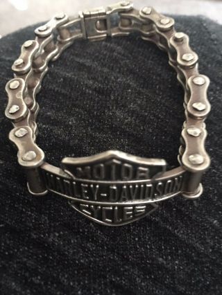 Vintage Harley - Davidson Logo Sterling Silver Heavy Biker Chain Bracelet 925