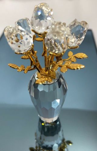 Swarovski Crystal Clear Roses In Vase No Box