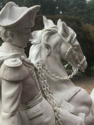 Monumental Antique Parian Ware Statue Of Napoleon On A Rearing Horse - Marked