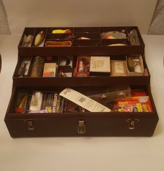 Vintage Kennedy Tackle Box Loaded With Lures Boxes Rare Tackle Lures Flies L@@k