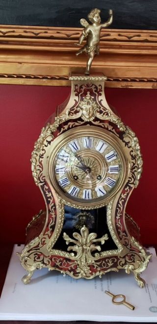 Antique French 19th - Century Louis XIV Style Boulle Mantel Clock 2