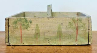 Antique 19th C WOOD Cutlery CADDY Box TOTE Carrier FOLK ART Rufus Porter PAINT 3