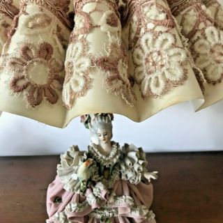 Antique Dresden figurine German porcelain Lace figurine Ballerina Lamp 3
