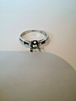 Vintage 1945 Ladies Platinum " 3 Stone " Engagement Ring Setting (no Stones)