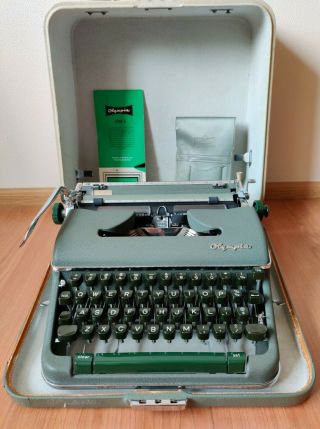 Vintage Olympia Sm4 Portable Typewriter With Case & - Great,  1960s