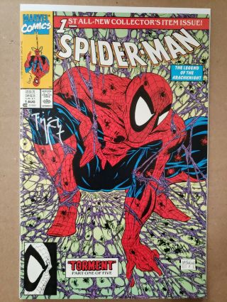 Spider - Man 1 Signed By Todd Mcfarlane Marvel 1990 Rare Red Stamp