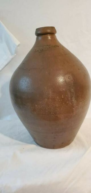 T Crafts & Co Whately Ma.  C1850 1 Gal Early Ovoid Stoneware Jug Cond
