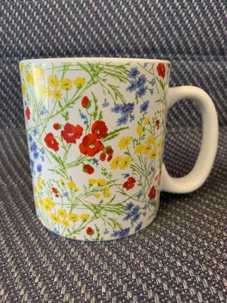 Ralph Lauren Floral Mug Wild Flowers 16oz Coffee Tea Cup Orange,  Blue & Yellow