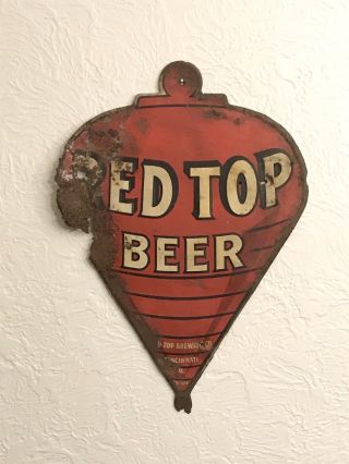 Rare Vintage Red Top Brewing Co Cincinnati Beer Advertising Metal Store Sign Bar