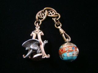 Vintage Anheuser - Busch Eagle Watch Fob W/schlitz Jeweled Globe