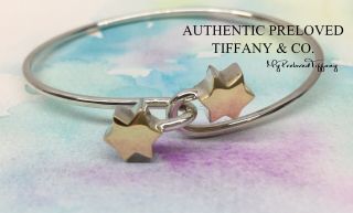 Authentic Tiffany & Co.  Vintage Double Star Gold X Silver Wire Bangle