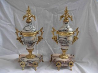 A Antique French Marble Gilt Bronze Cassolettes,  Late 19th Century.