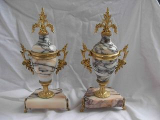 A ANTIQUE FRENCH MARBLE GILT BRONZE CASSOLETTES,  LATE 19th CENTURY. 2