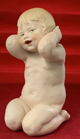 Antique - Gebruder Heubach Bisque Piano Baby Figurine 8 “ Tall
